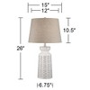 360 Lighting Helene Country Cottage Table Lamp 26" High Cream White Glaze Linen Tan Drum Shade for Bedroom Living Room Bedside Nightstand Office House - 4 of 4