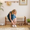 Tangkula 47" Long Teak Wood Patio Bench w/Weave Seat Solid Wood Legs Backless for Porch - 3 of 4
