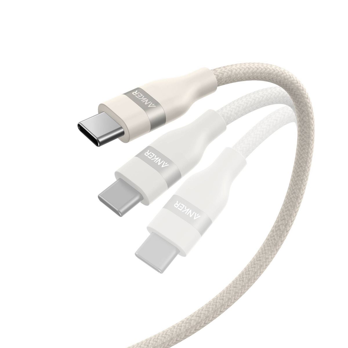 Anker 3' 100% PCR-Braided Ultra Soft USB-C to Lightning Cable - White