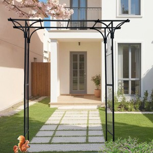 Metal Garden Arch Trellis for Plants,Powder-Coated Iron Arbor for Climbing Plants,Decorative Outdoor Wedding Party Event Archway-Coolbibila - 1 of 4