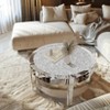 Artloge 31.5x18.3 in Round Silver Mirrored Coffee Table with Crystal Diamonds Inlay Accent Side Table - 3 of 4