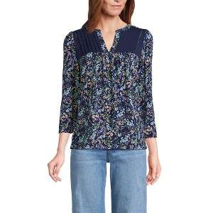 Lands' End Women's 3/4 Sleeve Lightweight Jersey Lattice Detail Top - 1 of 3