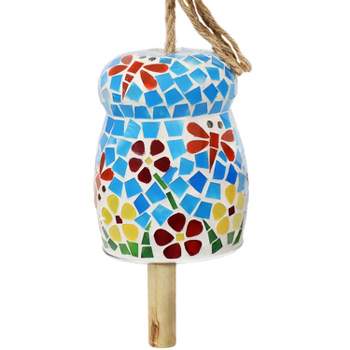 Sunnydaze Outdoor Spring Flowers Mosaic Glass Wind Chime Bell - 7"