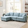NicBex Velvet L-Shaped Convertible Sectional Sofa with 2 Pillows and Removable Ottoman for Living Room,Apartment,Office,Blue - 2 of 4