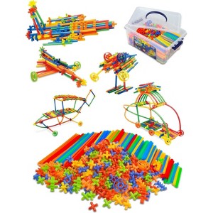 600-Piece Straw Constructor STEM Building Toy, Educational Engineering Set for Motor Skills Development - 1 of 4