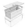 OU Fridge Organizer Bin with Drain Basket & Vented Lid, 5.3qt Clear Stackable Refrigerator Storage Bin, Produce Kitchen Storage Container, BPA Free - 3 of 4