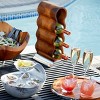 Nambe Handcrafted Acacia Wood Curvo Winery Rack With Alloy Metal Base Modern Design, Holds 4 Bottles, Brown Silver - 3 of 4