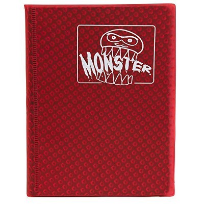 Monster Binder - 4 Pocket Trading Card Album - Holofoil Red (Anti-Theft Pockets Hold 160+ Yugioh  Pokemon  Magic The Gathering Cards)