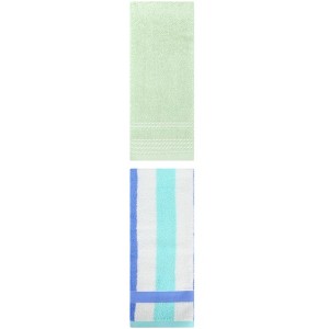 REGALWOVEN Striped Decorative Hand Towels for Bathroom Kitchen Gym 14" x 30"/13" x 29" 2 Pcs - 1 of 4