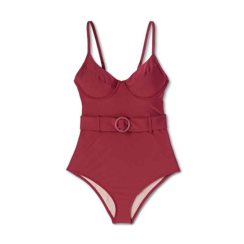Women's Underwire Belted One Piece Swimsuit - Shade & Shore™ Red, 6 of 20