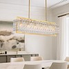 Siljoy Luxury Rectangle Crystal Chandelier Modern Rectangular Led Pendant Lighting Gold Hanging Light Fixture for Dining Room Kitchen Island - 2 of 4