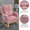 Teddy Rocking Chair with Lumbar Pillow, High Back Nursery Armchair with Storage Pocket, 27.5'' for Living Room-3irtyhousy - 3 of 4