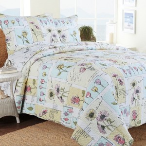 Rural Style Tulip Floral Print Cotton Bedding Set – 3 Piece King Size Set with Quilt Cover & 2 Pillowcases, Soft Breathable Farmhouse Country Style - 1 of 4