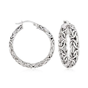Ross-Simons Sterling Silver Medium Byzantine Hoop Earrings - 1 of 4