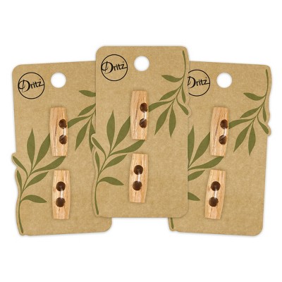 Dritz 25mm Sustainable Wood Toggle Buttons Natural: Sewing Fasteners, Beige, 6 Pieces, Plastic, 3.5" Length & Width