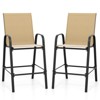 Costway 2 PCS Outdoor Bar Stools 29" Fabric Bar Height Stools with Armrests & Footrest Brown/Black/Gray/Beige/Navy - 2 of 4