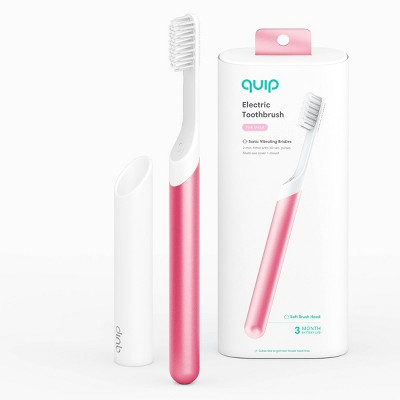 quip Metal Electric Toothbrush Starter Kit - 2-Minute Timer + Travel Case - Pink