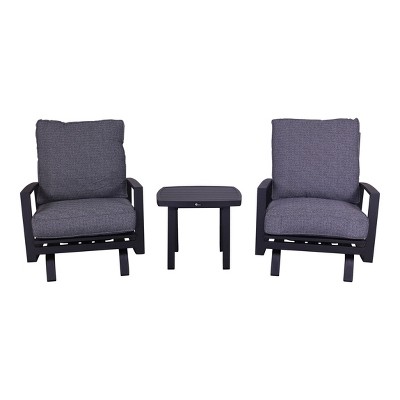 Courtyard Casual Santorini 3 pc Motion Chat Set  Includes:  Two Motion Club Chairs and one End Table