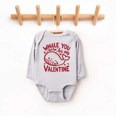 The Juniper Shop Valentines Whale Baby Long Sleeve Bodysuit