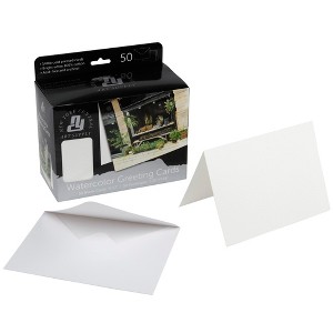 New York Central Folded Watercolor Cards with Envelopes - 5" x 7" - 140lb Cold Pressed, Bright White 100% Cotton - Archival Acid-Free Watercolor Paper - 1 of 4