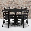 Emma and Oliver 36SQ Black Table Set-X-Base & 4 Ladder Back Chairs,Black Seat - 2 of 2