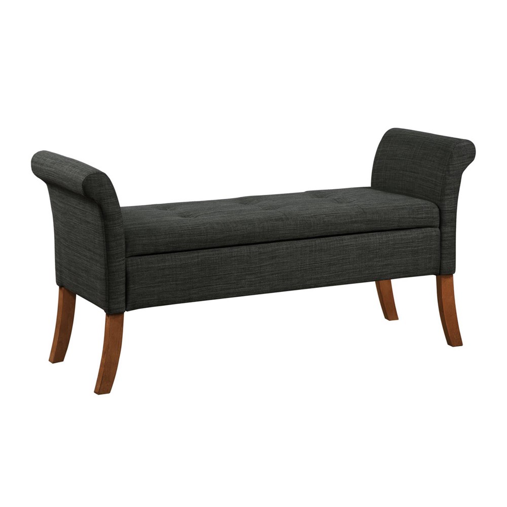 Photos - Other Furniture Breighton Home Designs4Comfort Garbo Storage Bench Dark Charcoal Gray Fabr