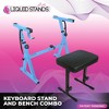 Liquid Stands Piano Keyboard Stand and Bench Set - Portable Sturdy Piano Stand for 54-88 Key Digital Piano & Adjustable Piano Bench Stool (Light Blue) - image 2 of 4