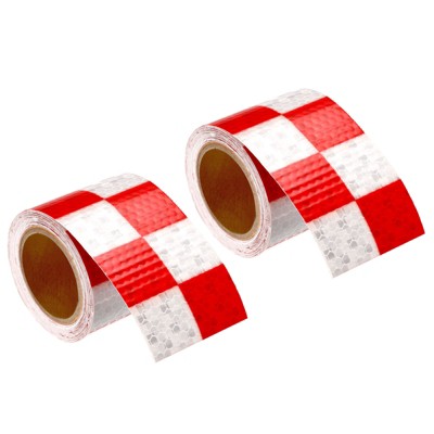 Unique Bargains Square Trucks Cars Waterproof Adhesive High Visibility  Safety Reflective Tape 10 Ft x 2-inch 2 Pcs Red White