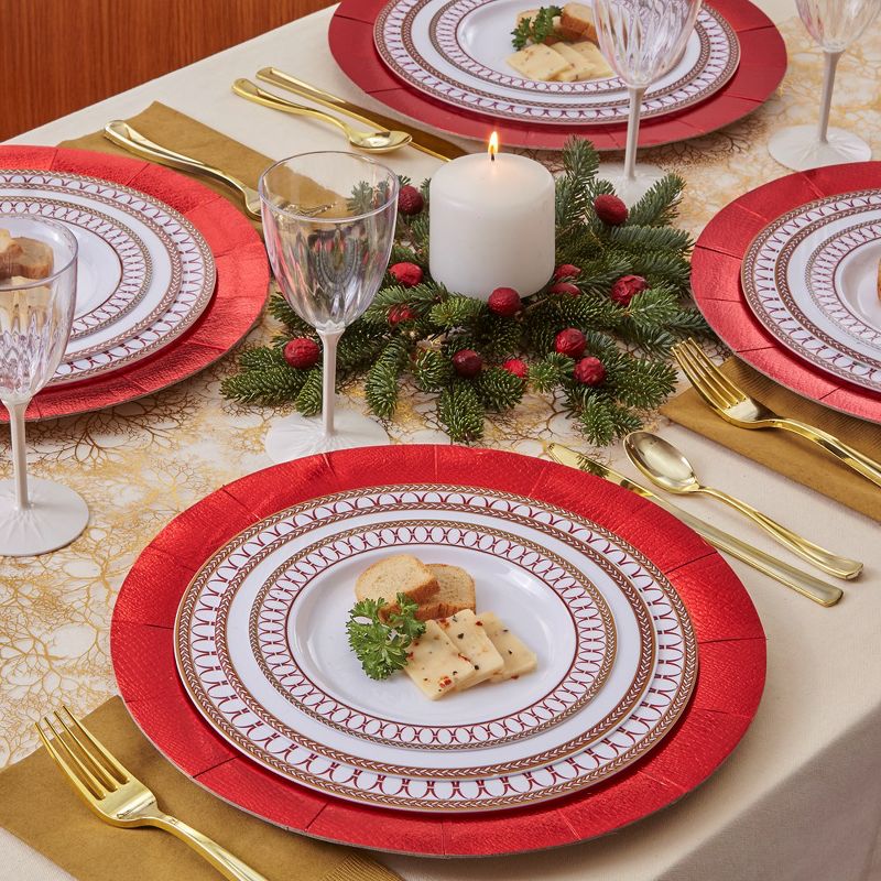 Silver Spoons Elegant Disposable Dinnerware Set, Includes 20 Dinner Plates (10.25”), 20 Salad Plates (9”) & 20 Dessert Plates (7.5”) - Renaissance, 3 of 4