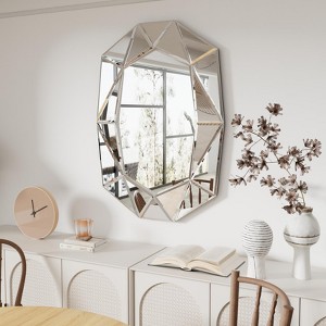 ARTLOGE 3D Handmade Splicing Art Mirror Angled Beveled Wall Mirror Entryway Home Decor, Unique Design Beveled Mirror - 1 of 4