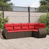 vidaXL 5 Piece Patio Sofa Set with Cushions Brown Poly Rattan - 2 of 4
