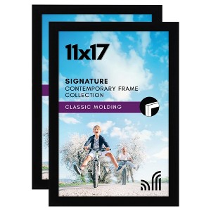 Americanflat 11x17 Picture Frame in Black - Legal Sized Paper Display - Composite Wood with Shatter Resistant Glass (2-Pack) - 1 of 4