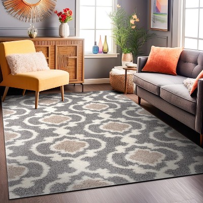 Elegant Gray Trellis 5' x 7' Shag Area Rug for Modern Comfort