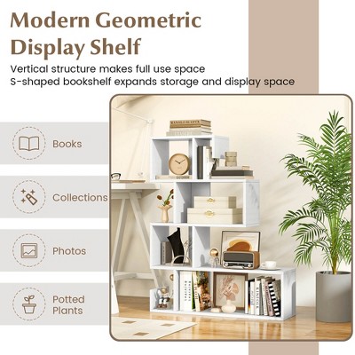 White Engineered Wood S-Shaped 5-Tier Bookshelf Set