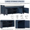 Upholstered Storage Ottoman Bench with 3 Shutter-Shaped Doors Cabinet,Shoe Bench with Hidden Storage Space,Removable Seat Cushion for Home Decoration - 4 of 4