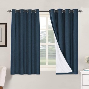 H.Versailtex Linen 100% Blackout Curtains Thermal Insulated Linen Drapes, Grommet White Liner Sold of 2 Panels - 1 of 4