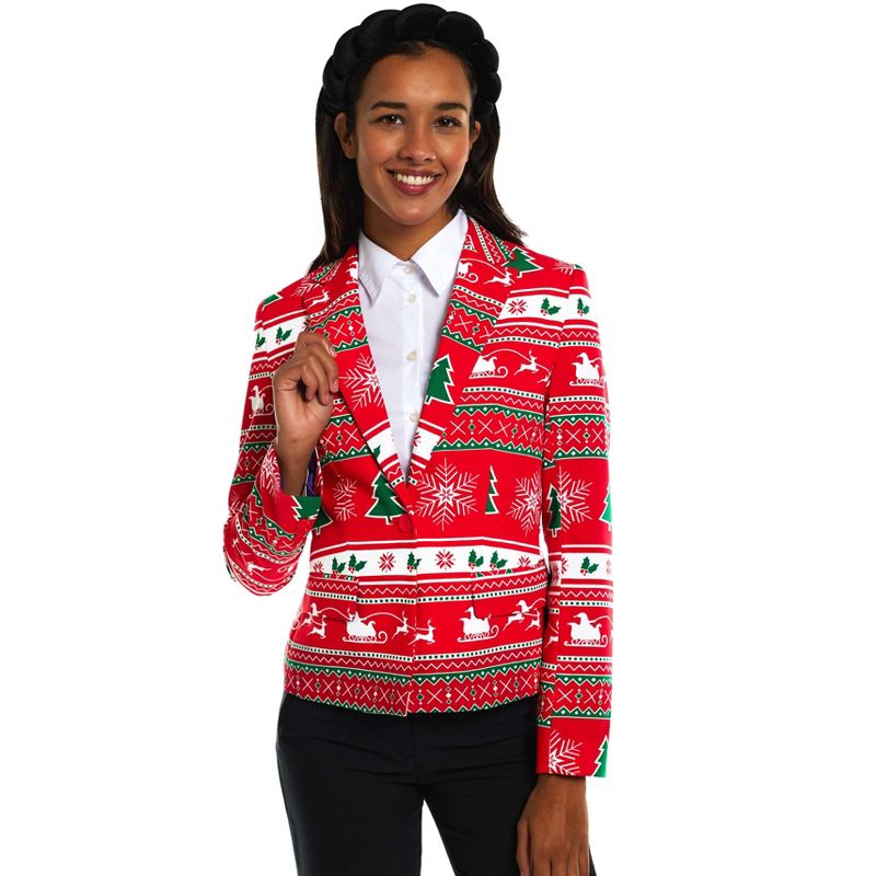 OppoSuits Women's Christmas Blazer - Winter Woman - Red, 1 of 8