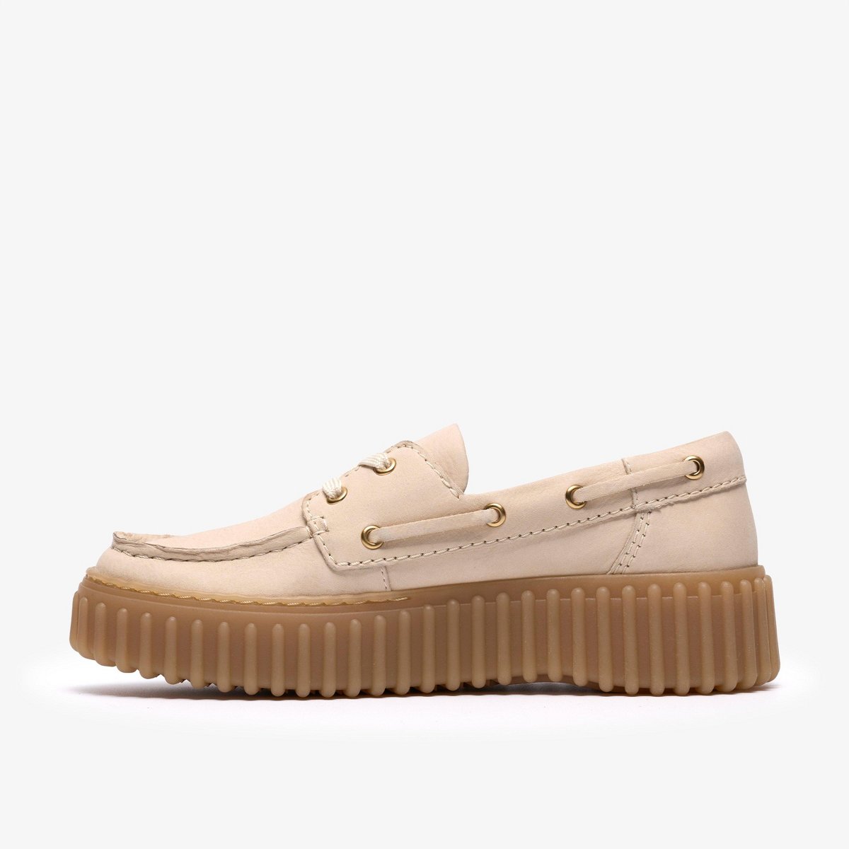 Обувь Clarks Womens Torhill Boat Cream Nubuck Shoes 10 Medium — фото 6