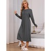 cheibear Women's Knit Scoop Neck Front Half Length Button Down Long Sleeve Nightgown - 2 of 4