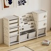 Whisen Kids Toy Storage Organizer, 8 Storage Cabinet Toy Bins, 4-Tier Book Storage and 2 Cabinet Storage - Gray & Ivory - 3 of 4
