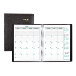 EcoLogix Recycled Monthly Planner, EcoLogix Artwork, 11 x 8.5, Black Cover, 14-Month: Dec 2025 to Jan 2027 - 1 of 4