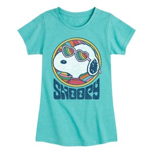 Girls' - Peanuts - Groovy Snoopy Fitted Short Sleeve Graphic T-Shirt - 1 of 4