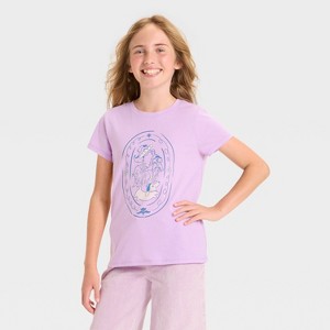 Girls' Short Sleeve Dogs Graphic T-Shirt - Cat & Jack™ Lavender - 1 of 4