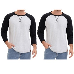INSPIRE CHIC Men's Long Sleeve Tops Color Block Casual Raglan T-Shirt 2 Paacks - 1 of 4