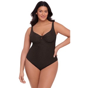 S3 Swim Smoothing Novelty Texture Underwire One Piece Swimsuit - Sculpt, Support, Smooth - 1 of 3