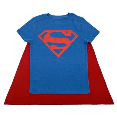 DC Comics Superman Junior's Blue Crew Neck Short Sleeve Caped Tee