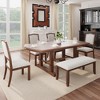 6-Piece Dining Set with Extendable Wood Table, 4 Upholstered Side Chairs and Bench - 2 of 4