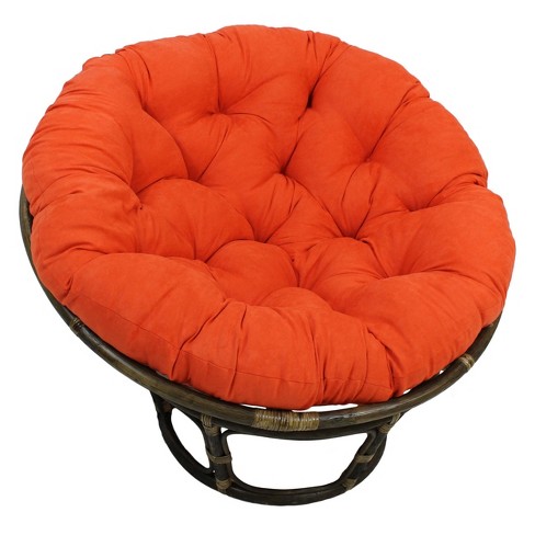 42" Rattan Papasan ChairW/Solid Twill Cushion Tangerine Dream NEW 