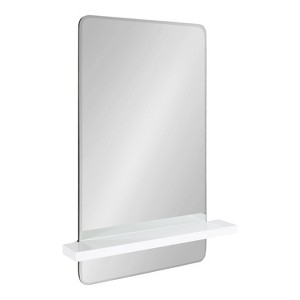 22" x 30" Fosset Frameless Mirror with Shelf White - Kate & Laurel All Things Decor: Chic Bathroom Vanity, Wall Mount - 1 of 4