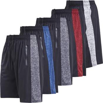 Ultra Performance Mens Athletic Running Shorts, Basketball Gym Workout Shorts with Zippered Pockets | Black with Assorted Marled Side Panel Small 5pk